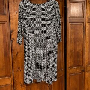 J Jill Elegant Black and White Patterned Knit Dress